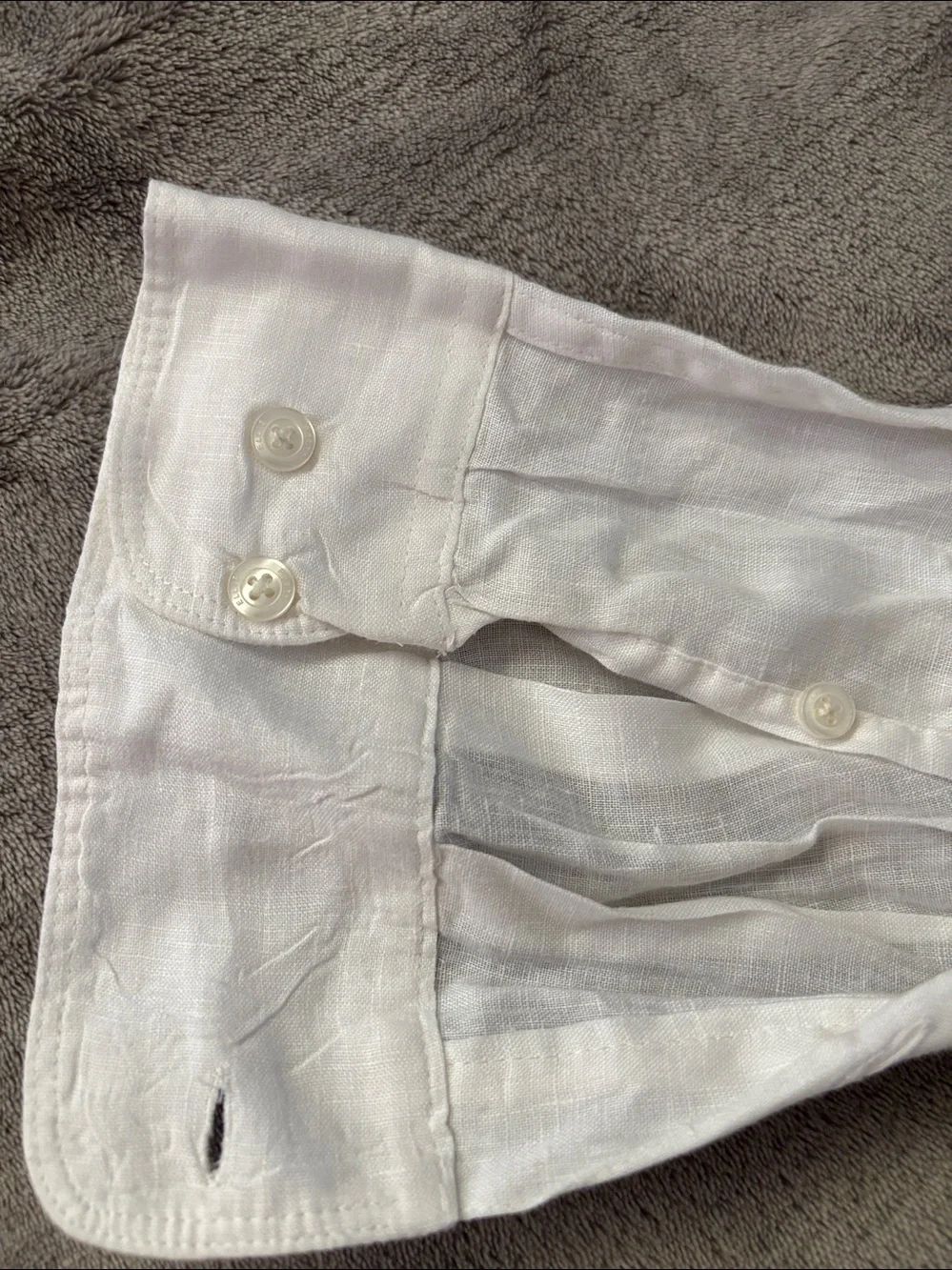 Perry Ellis Solid Men's White Linen Mandarin Collar Shirt Size XXL